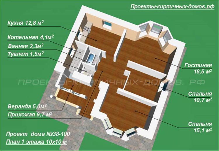 Планировка дома 5 комнат 1 этаж